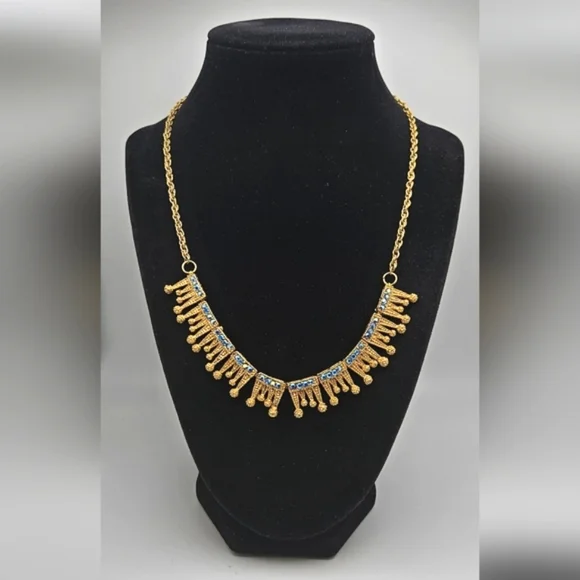 ๐ข3/$19๐ข Blue AB Rhinestone Gold Necklace Set Lot of 2 HOLIDAY Party - Picture 2 of 7